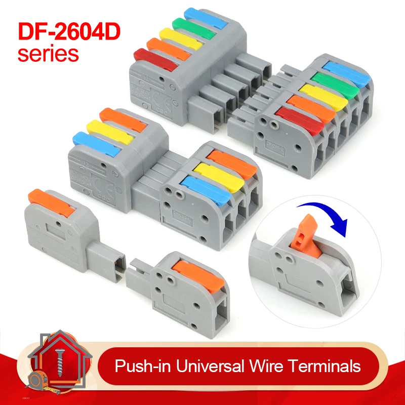2~10pcs Docking Mini Quick Wire Connector Universal Push-in Electrical Terminal Block 0.2-4.0mm² Butt Conductor Wiring Connector