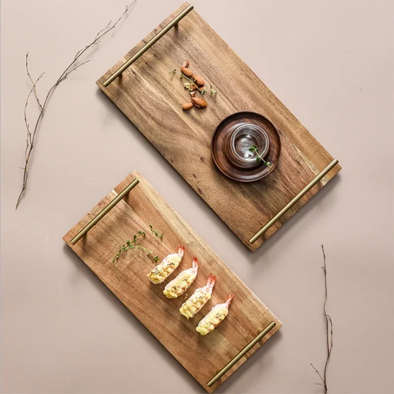 Kitchen Tray for Serving Food Trays for Desserts Dessert Tray With Handles Wooden Serve Storage Coffee Fruit Snack Drink Sweets