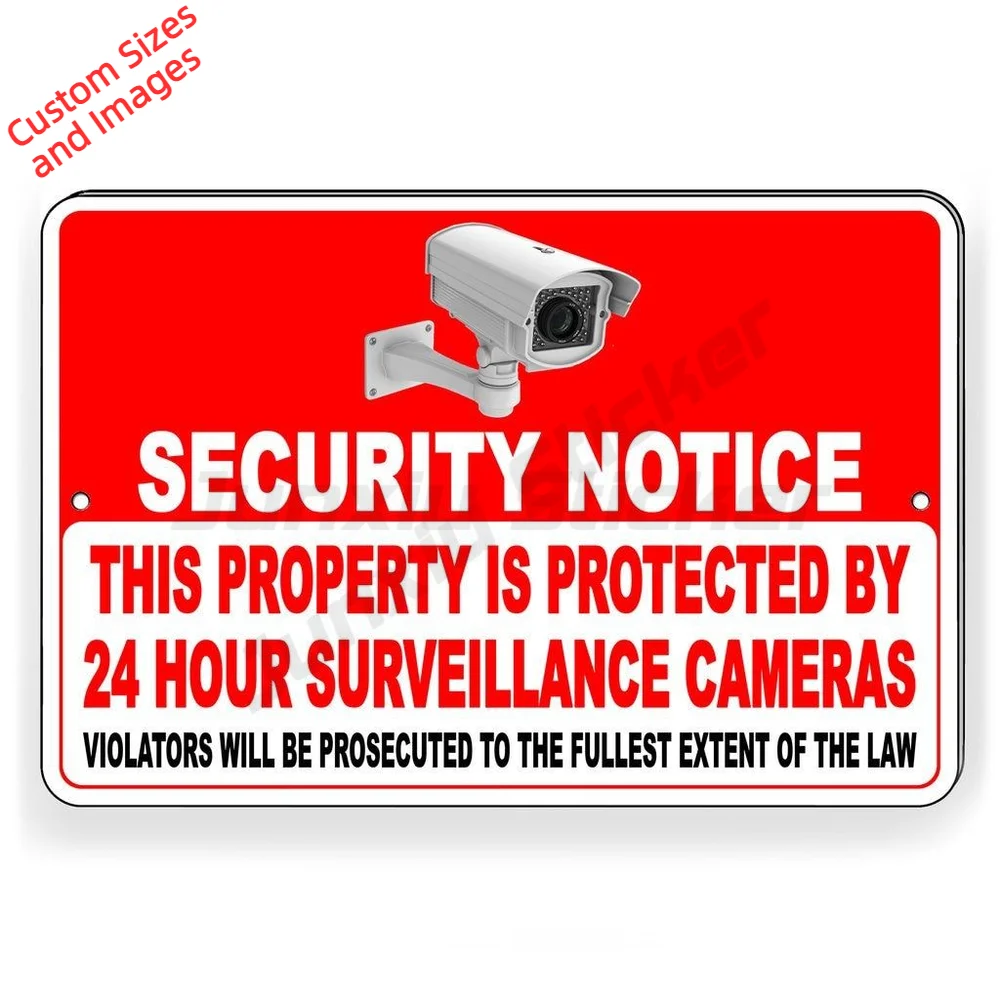 24 Hour Video Surveillance Violators Will Be Prosecuted Vinyl Decal For Gate And Fence UV Resistant Sticker Property Notice