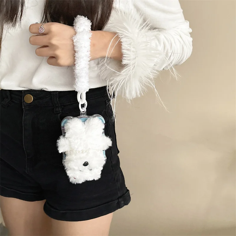 For Samsung Galaxy Z Flip 6 5 4 3 Case Z Flip6 ZFlip 6 ZFlip6 3D Plush Dog Lanyard Wave Shockproof Cover