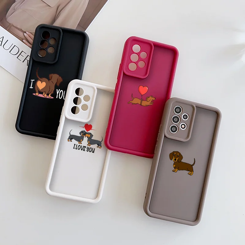 Cute Cartoon Animal D-Dachshund Dog TPU Phone Case for OPPO Reno 13F 12 11 10 Pro Plus A58 Find X3 X5 X7 Lite Couple Soft Covers