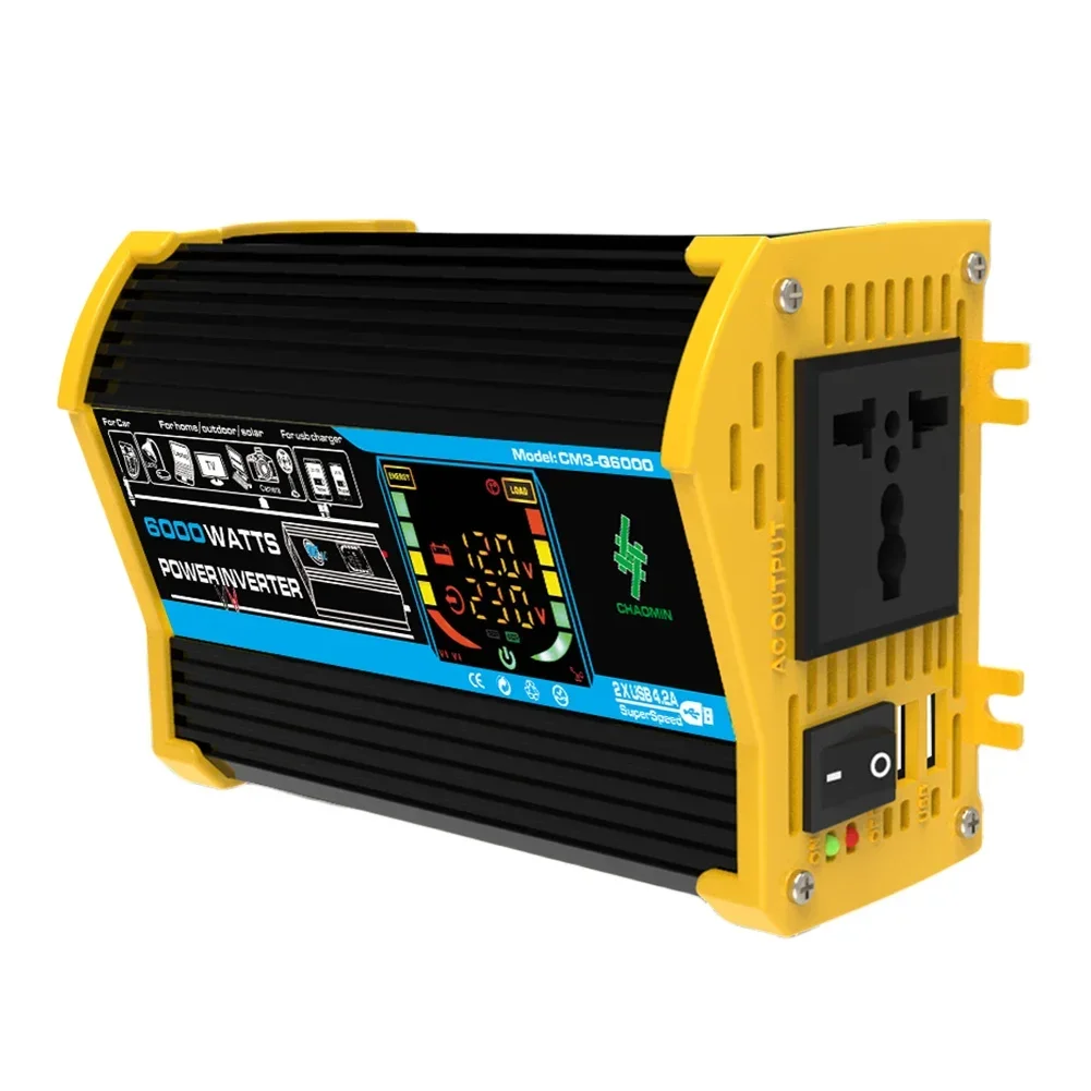 

6000W Intelligent Power Inverter DC 12V To AC 110V 220V Dual USB Car Voltage Transformer Vehicle Smart Inverter for iPad PhonePA