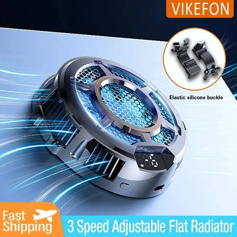 Adjustable Gaming Phone Cooler Semiconductor Fast Cooling Radiator Digital Display Silicone Buckle for iPhone Samsung All Phones