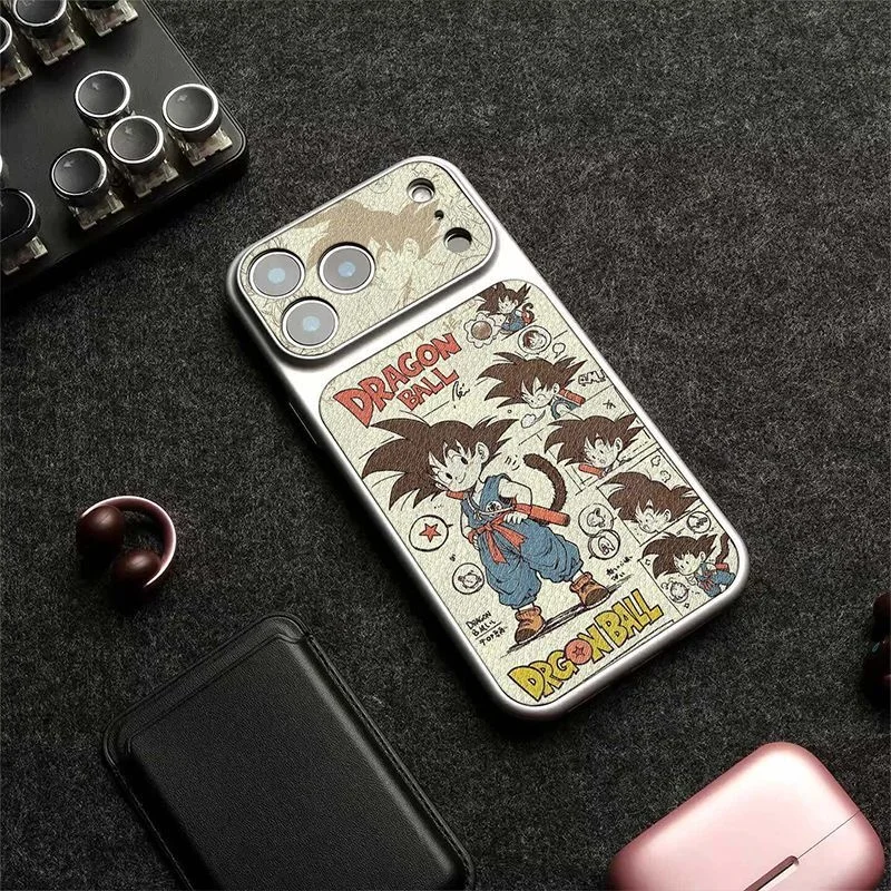Son Goku Dragon Ball Handyhülle für iPhone 17pro 11 12 13 14 15 16 17 18 Pro Max Plus 18pro Anime Kakarotto Schwarze Lederhülle