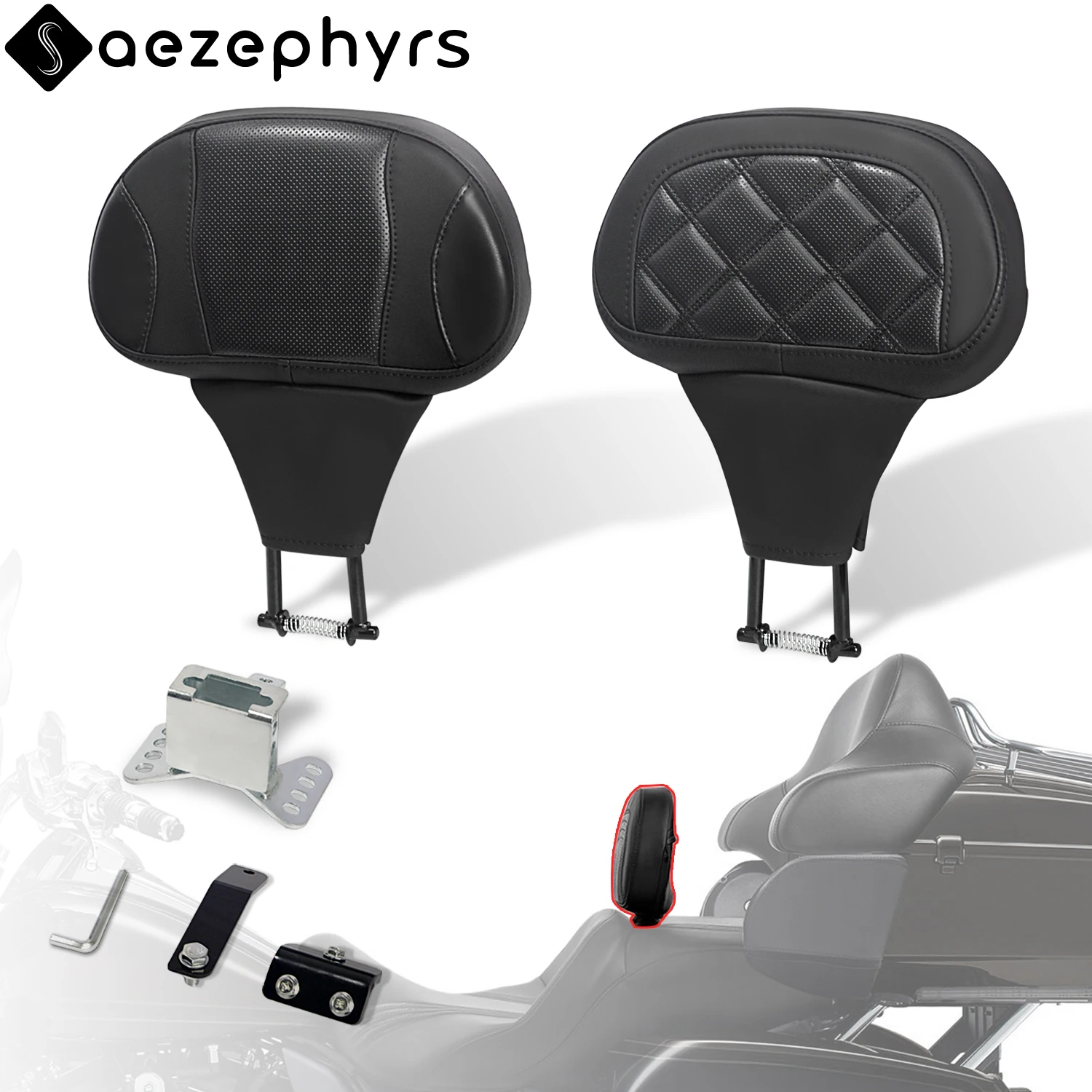 

Adjustable Motorcycle Driver Rider Seat Backres Pad Mounting Kit For Harley Touring CVO Electra Street Glide Road King 2009-2025