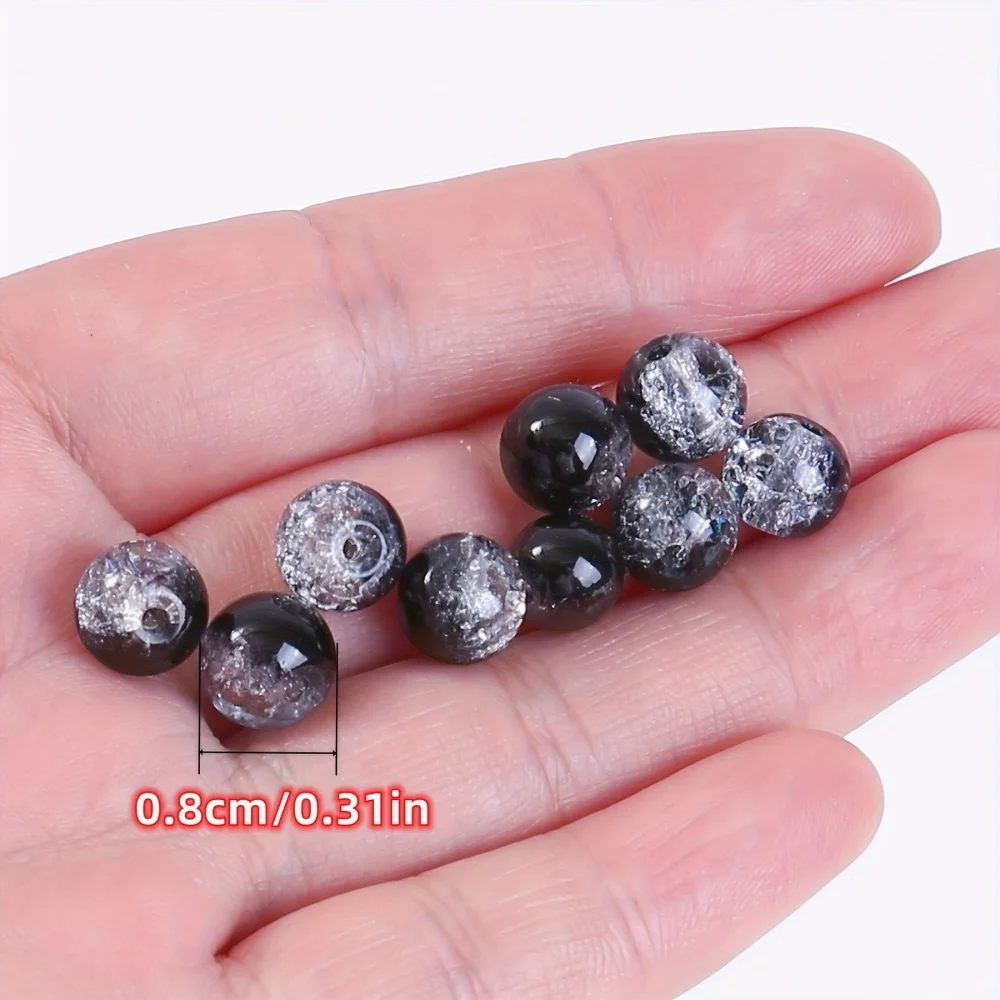 200pcs Black and White Acrylic Cracked Beads for DIY Jewellery Making