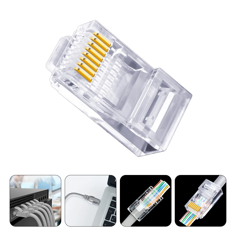 

Reinforced Connector Plug End for Ethernet Network Cable Crimp Replacement Desktop Laptop Router Set Box Box