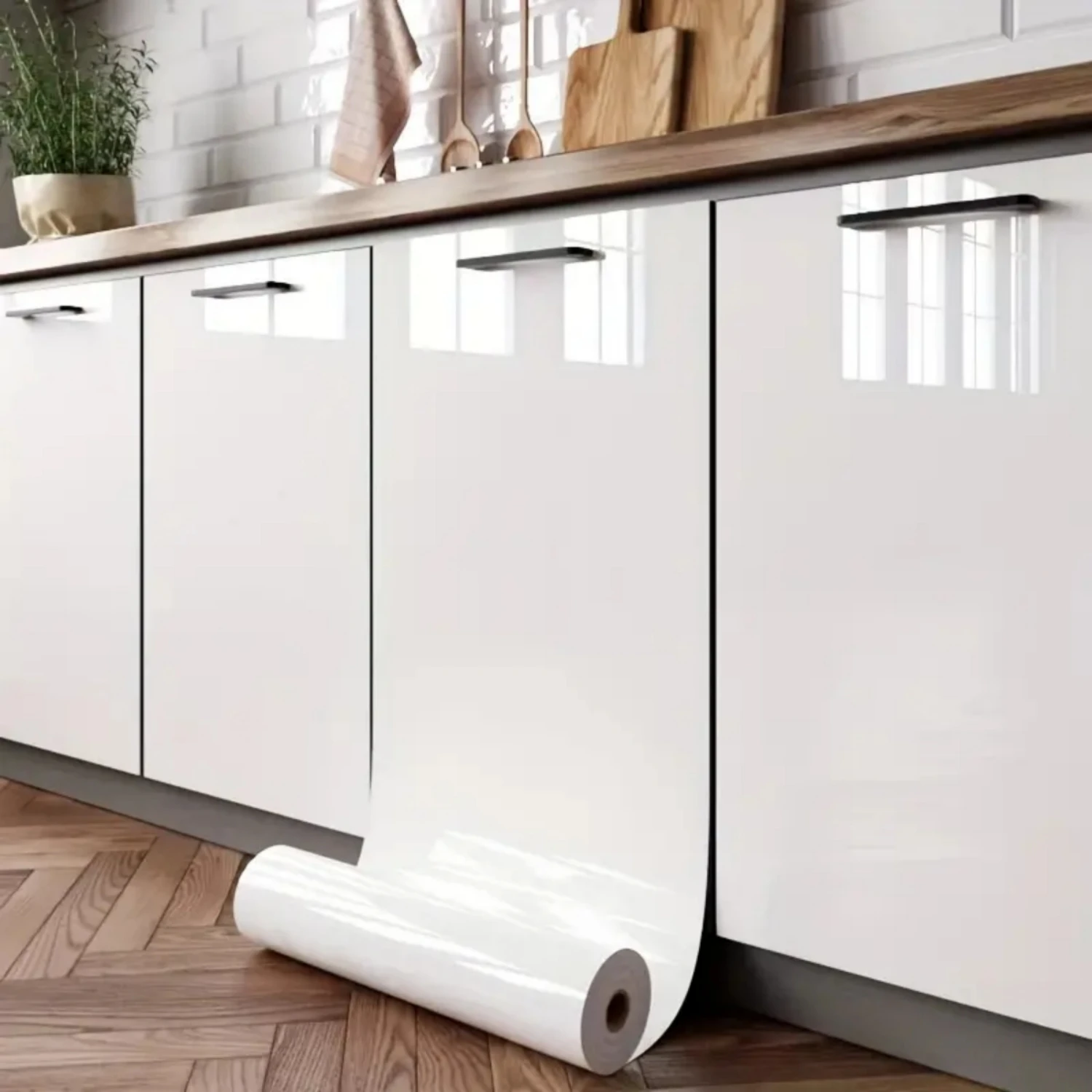 Pearl White DIY Decorative Film PVC Self Adhesive Wall Paper Furniture Renovation Stickers Kitchen Cabinet Waterproof Wallpaper
