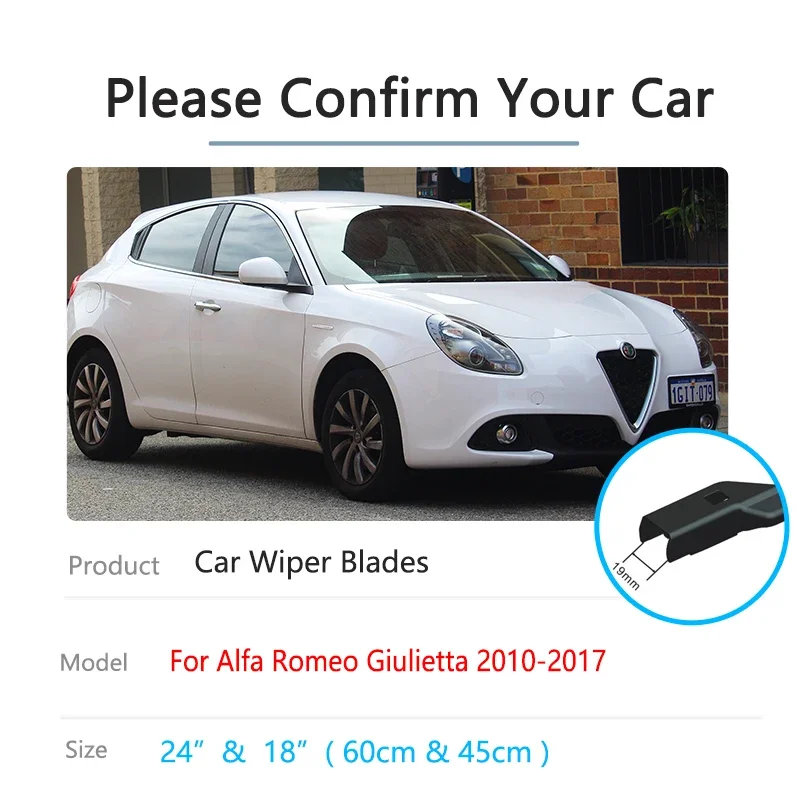 For Alfa Romeo Giulietta 2010 2011 2012 2013 2014 2015 2016 2017 Wiper Blade Brushes Cutter Front Rear Arm 24 18 Car Accessory