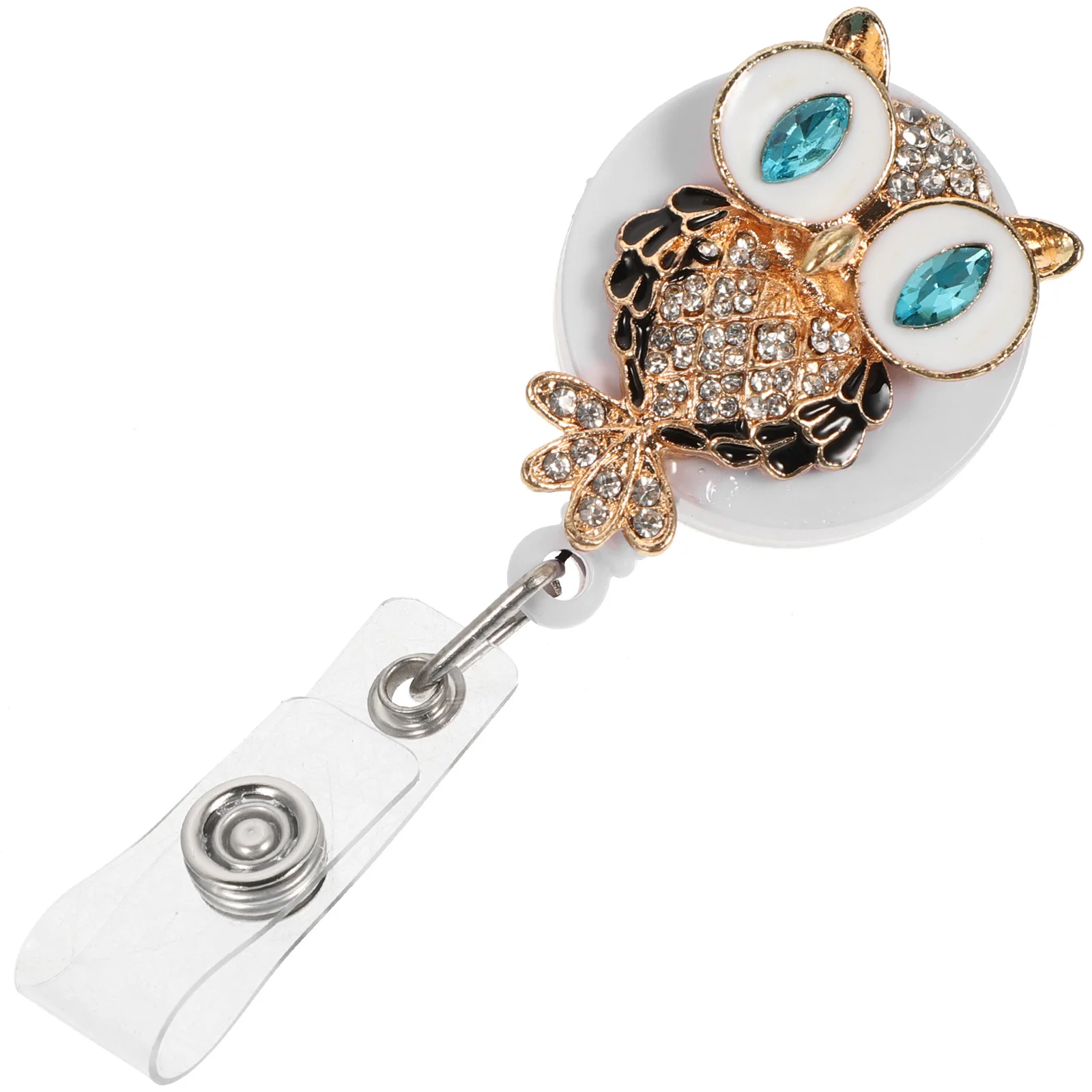 Metalowy klips na identyfikator z diamentem, wysuwany uchwyt na identyfikator, obrotowy identyfikator dla pielęgniarki, na karty, klucze, prezent, akcesorium do pracy.