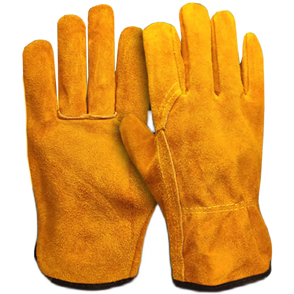 

A Pair/Set Fireproof Durable Yellow Cow Leather Welder Gloves Anti-Heat Work Safety Gloves For Welding Metal Hand Tools