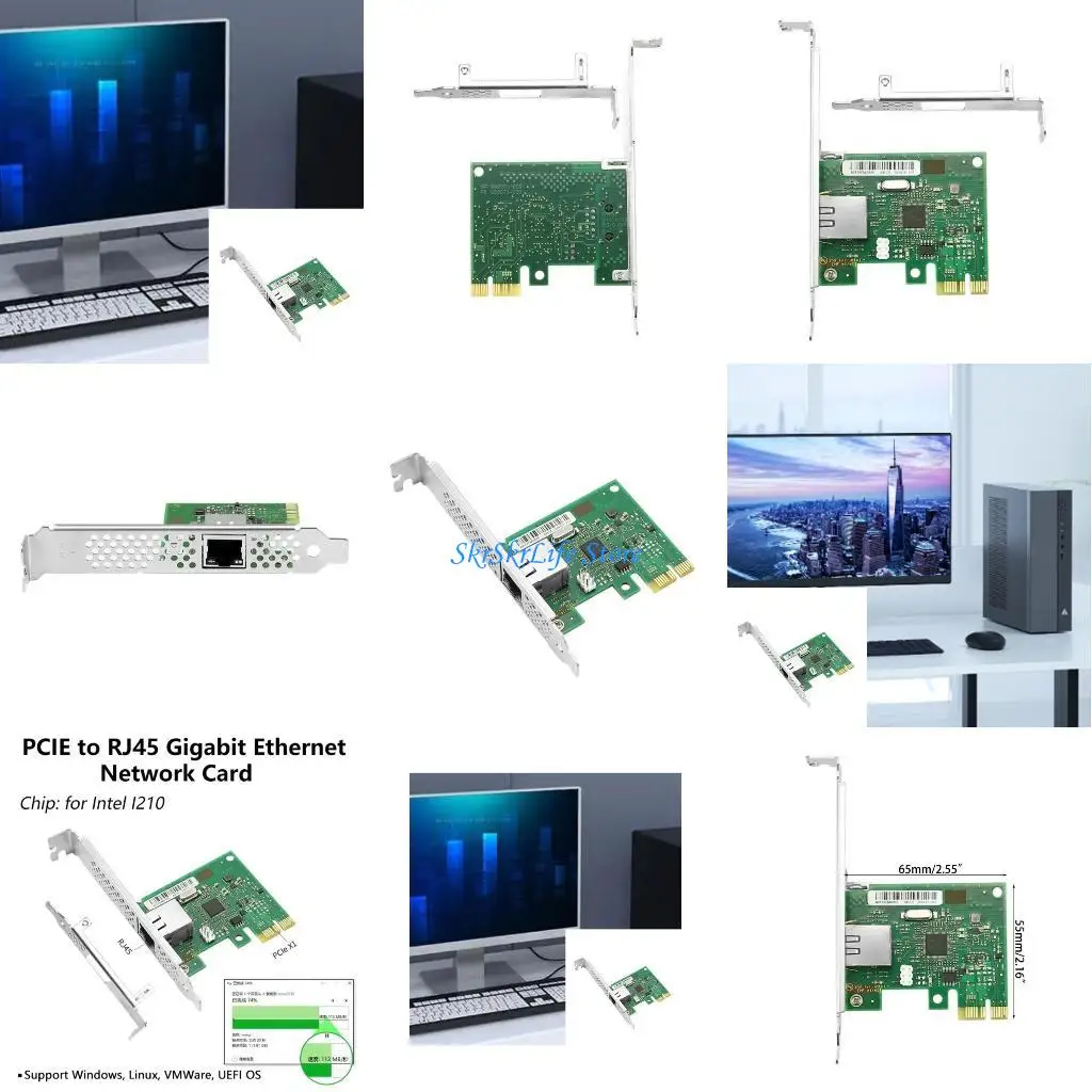 

E65E PCIE Networks Card PCIE RJ45 Gigabits Ethernet Networks Adapter for I210AT Chip 10/100/1000Mbps PXE Startup for PC