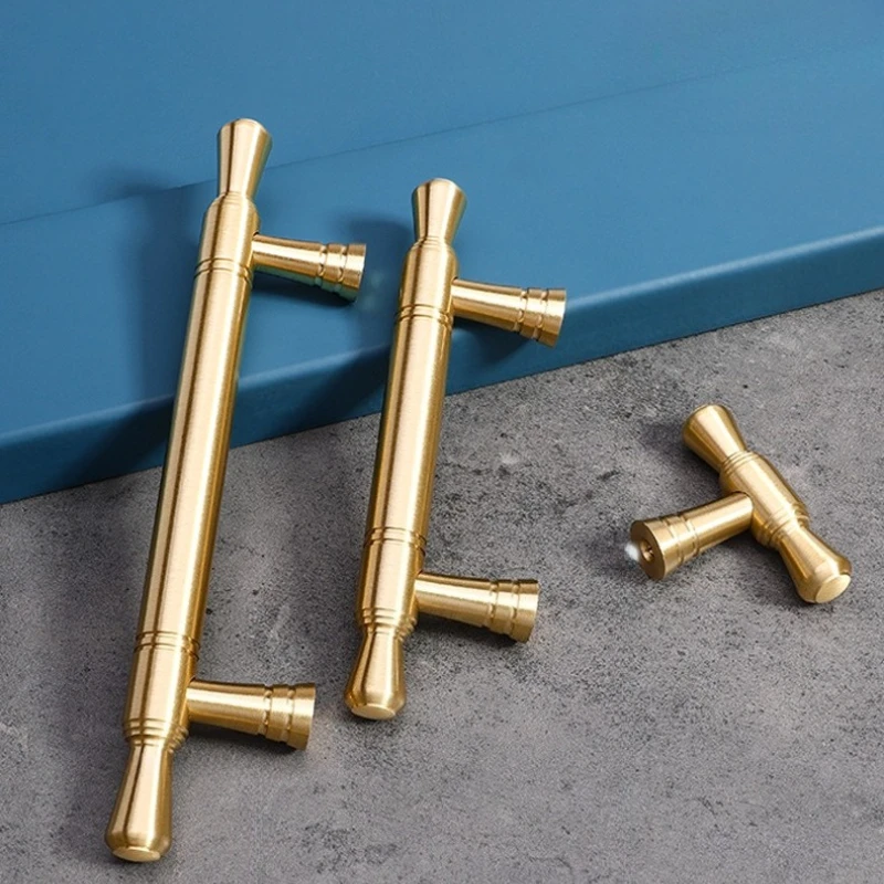 درج أجهزة الأثاث T Bar يسحب مقبض الباب الذهبي الوردي ملحقات المطبخ #5