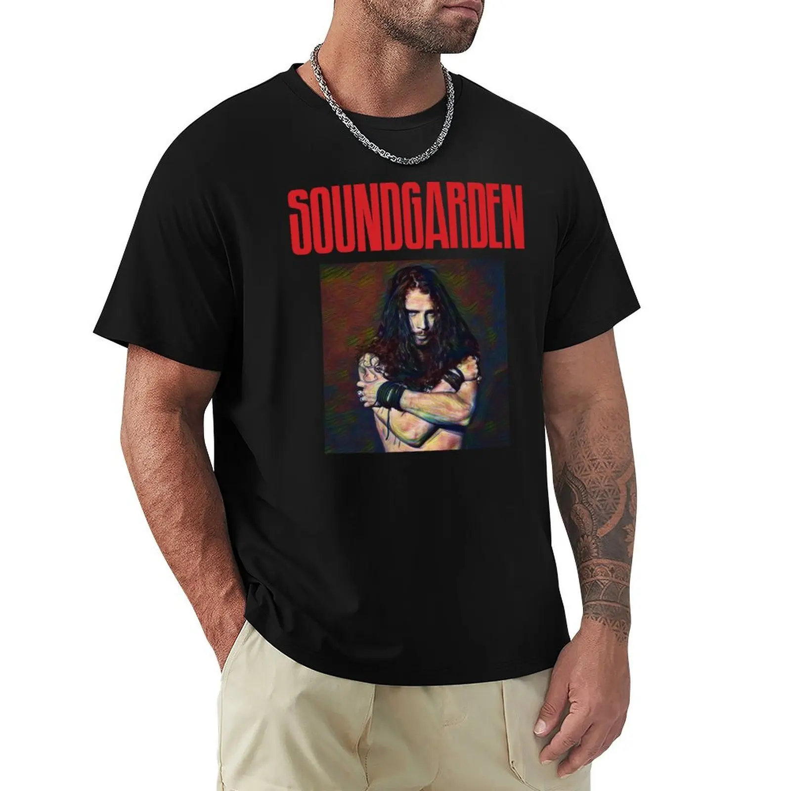 

Soundgarden Chris Cornell T-Shirt blue lock oversizeds cotton man t-shirts Men's t-shirt