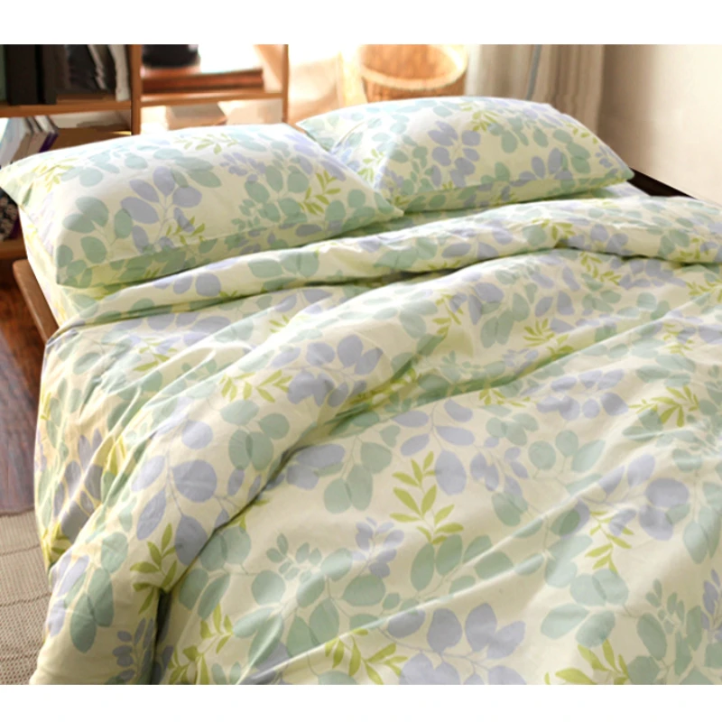 

Pure Cotton Quilt Cover Leaf Orange Green Twill Plant Flower 1.8M Bedding Student Single 200 X230 cm Heat Preservation and Warm