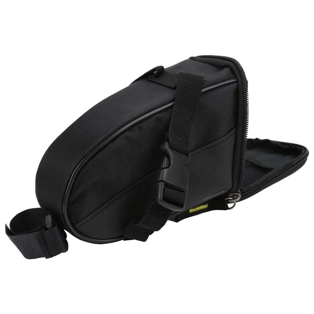 Leather + 1680D Oxford Cloth Bicycle Tail Bag Easy Install Large Space Bike Saddle Packs with Reflective Sign Easy Installation