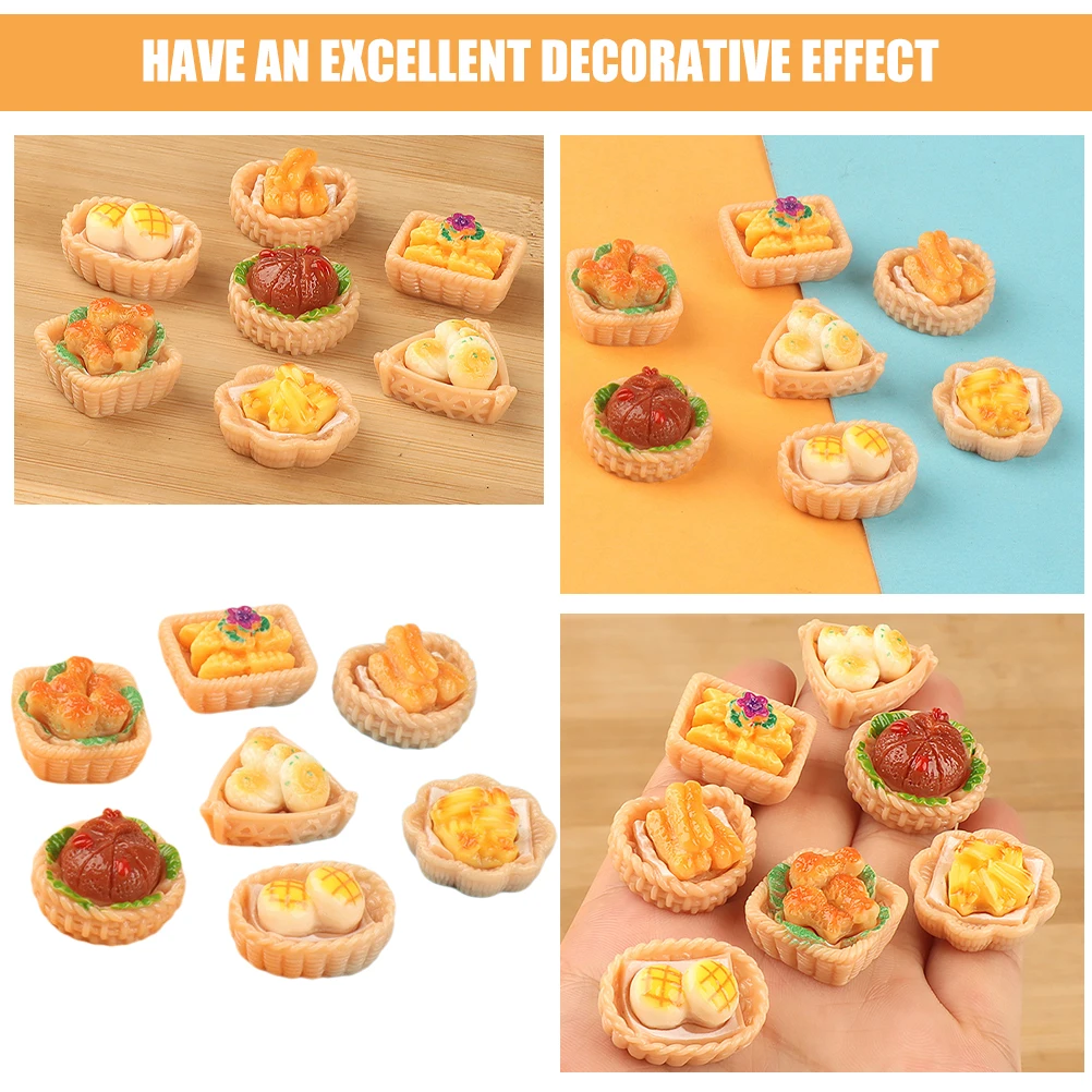 

12pcs Miniature Food Toy Resin Decorative Fake Food Prop Dollhouse Accessories Realistic Mini Craft Decors Bright Color Non