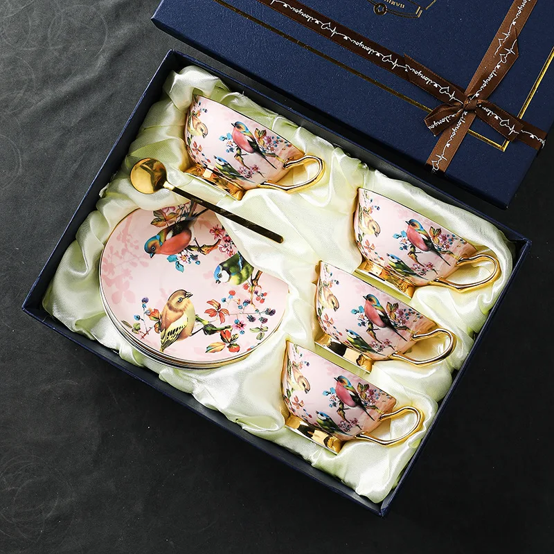 European coffee cup set, bone china cup saucer, household ceramics, British light luxury afternoon tea, high value teacup