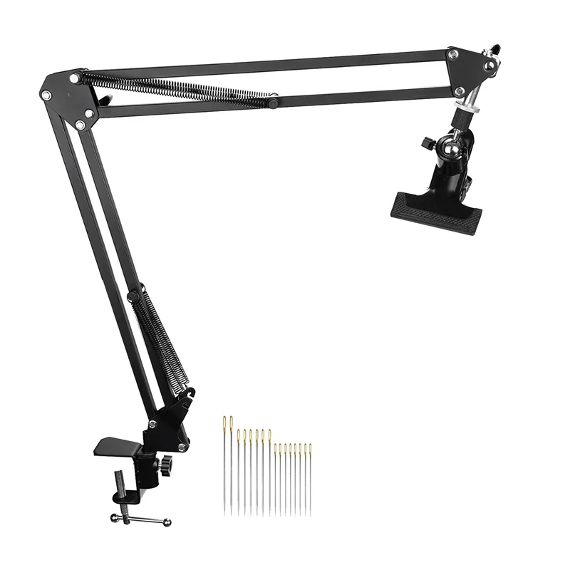 

ABXF-Adjustable Metal Embroidery Hoop Stand, Folding Embroidery Hoop Holder And 16 Pieces Embroidery Needles