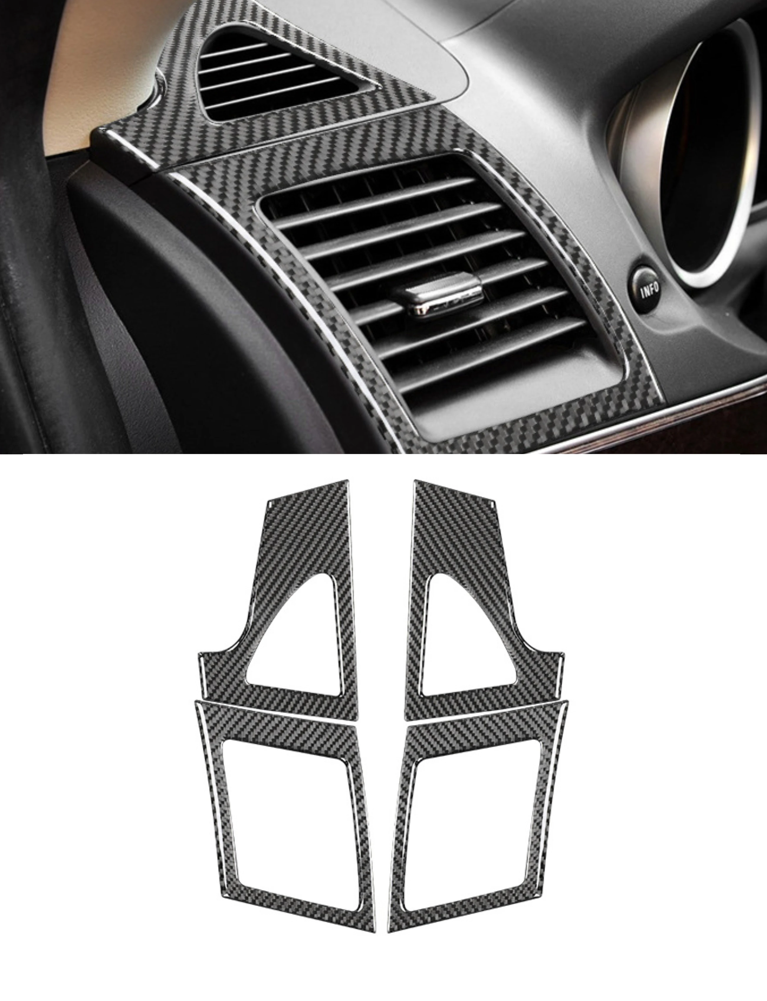 Air conditioner Outlet Grid Frame Carbon Fiber Sticker For Mitsubishi Lancer EVO X MR 2008-2015 Air Vent Trim Car Accessories