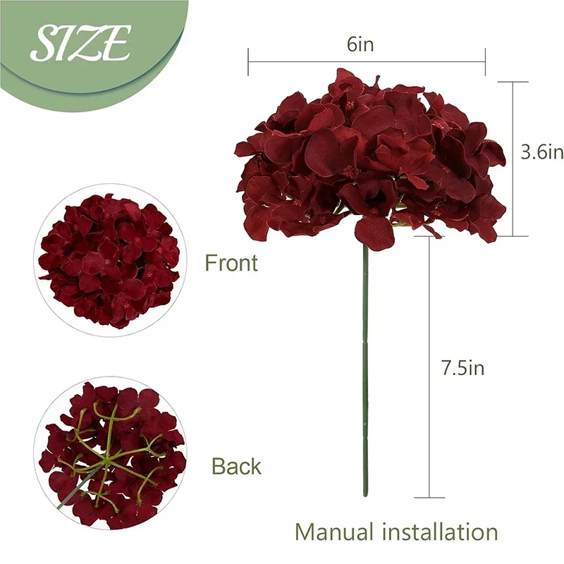 25PCS Hydrangea Artificial Flowers  Silk Hydrangea Heads Flowers for DIY Wedding Centerpiece Home Party Decoration