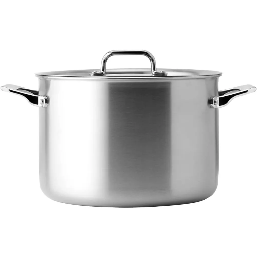 

8 QT Stainless Steel Stock Pot With Lid - Stew & Soup Pot With Handles - Large Cooking Pot Cast Iron Cookware Kitchen Dining Bar