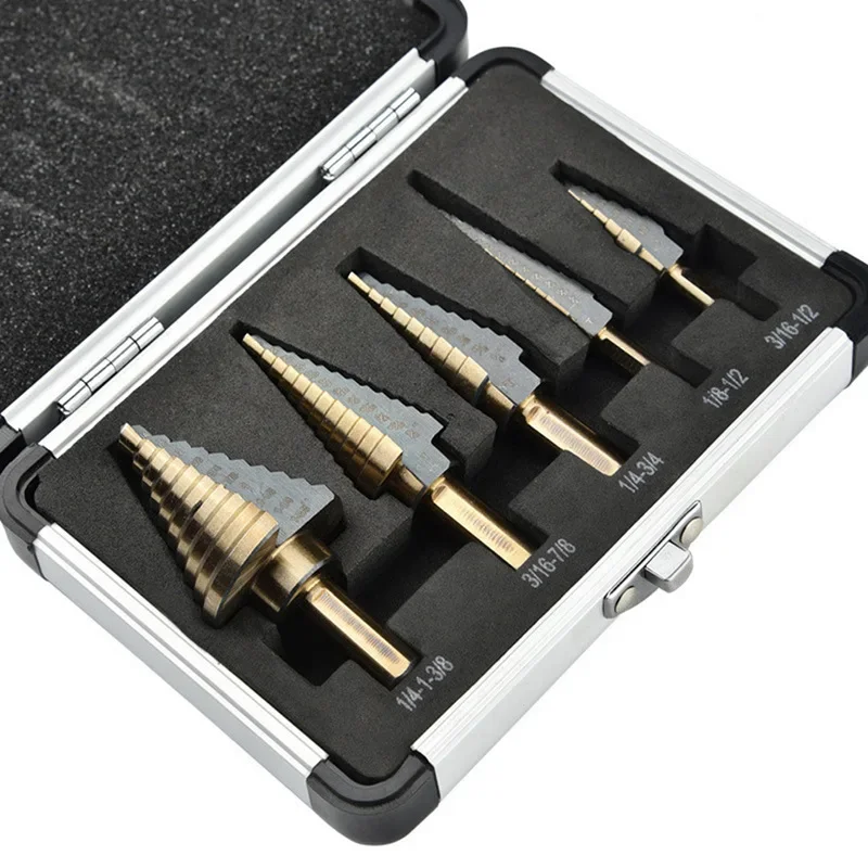 Step Drill Set 5pcs Step Drill Bit Set Hss Cobalt Multiple Hole 50 Sizes Cobalt Titanium Conical Carbide Perforator Hole Cutter