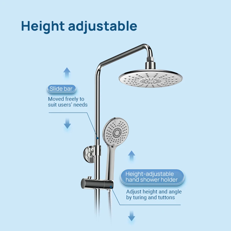 JOMOO Height Adjustable Shower Combo System High Quality Silicone Descalling Rainfall Shower Set 3Way Diverter Jet Sprayer set