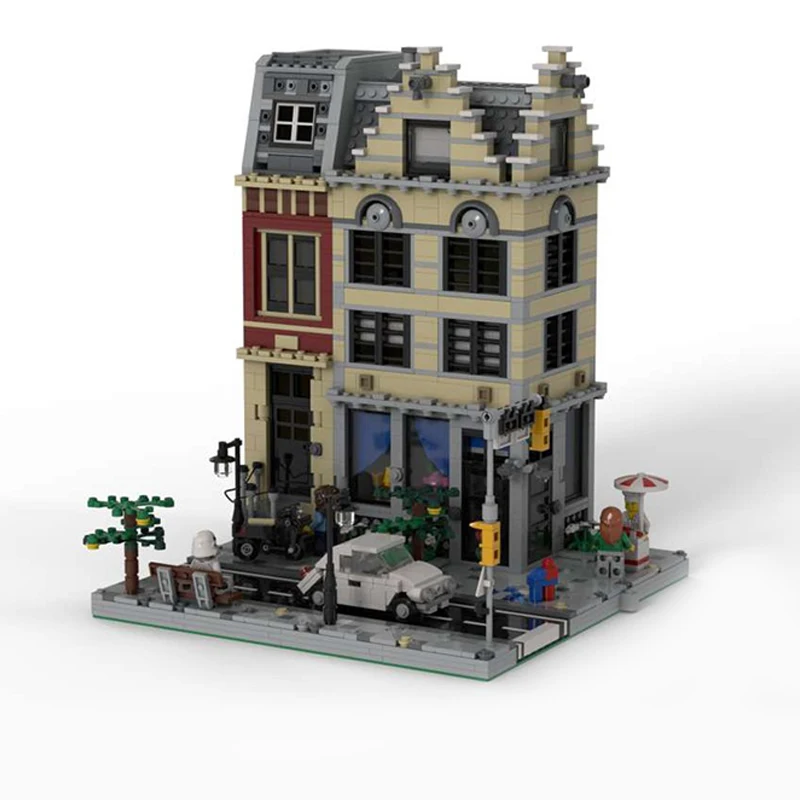 1552 pezzi modulari marrone chiaro angolo MOC urbano marrone chiaro angolo modulo di costruzione istruzione costruzione fai da te blocchi giocattoli di compleanno regalo