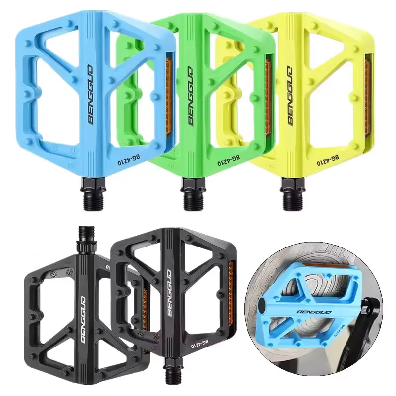 Ultraleichte Fahrradpedale mit doppeltem DU-Lager und Reflektor, Fahrradplattformpedale, rutschfeste Fahrrad-Sicherheitspedale, Fahrradzubehör
