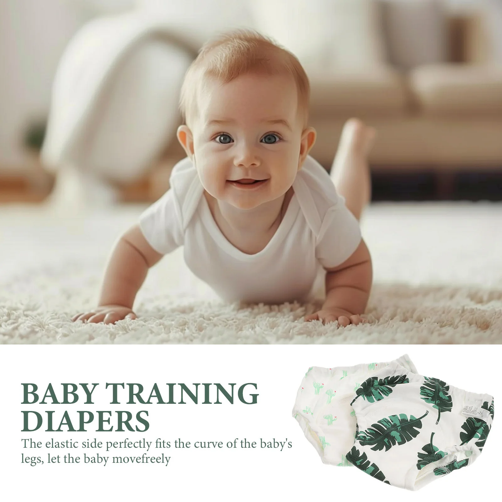 

2Pcs Infant Cotton Training Pants Padded Toddler Potty Training Underwear Washable Absorbent Leakproof for Baby Boys Girls