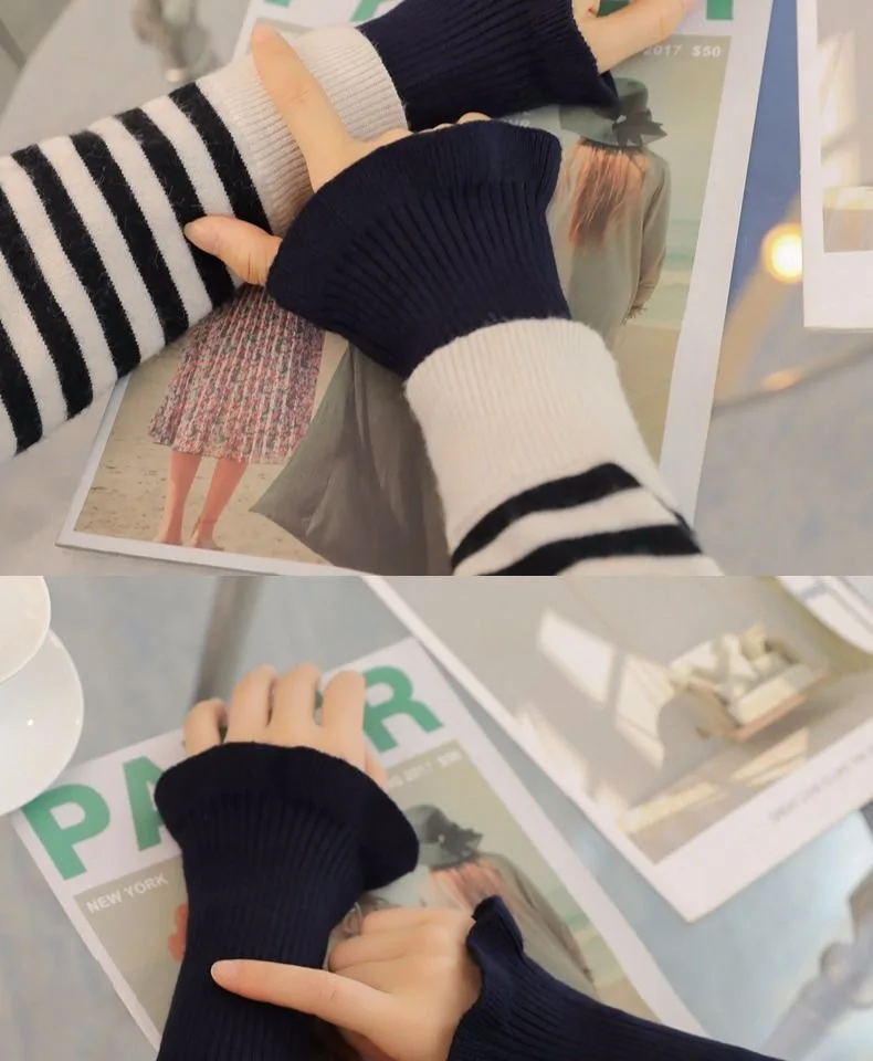 Stretch knit wrist guards, fungus edges, false cuffs, autumn and winter fashion, inner joints, cold sleeves, handmade DIY fabric