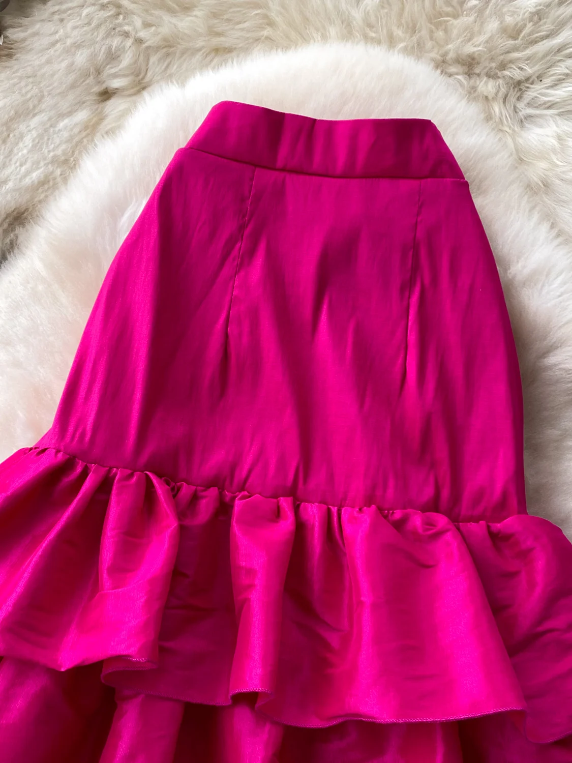 Korean Style High Waist A-Line Midi Skirt Women's Multi-Layered Pleated Slimming Advanced Feeling City Commute Polyester Fiber