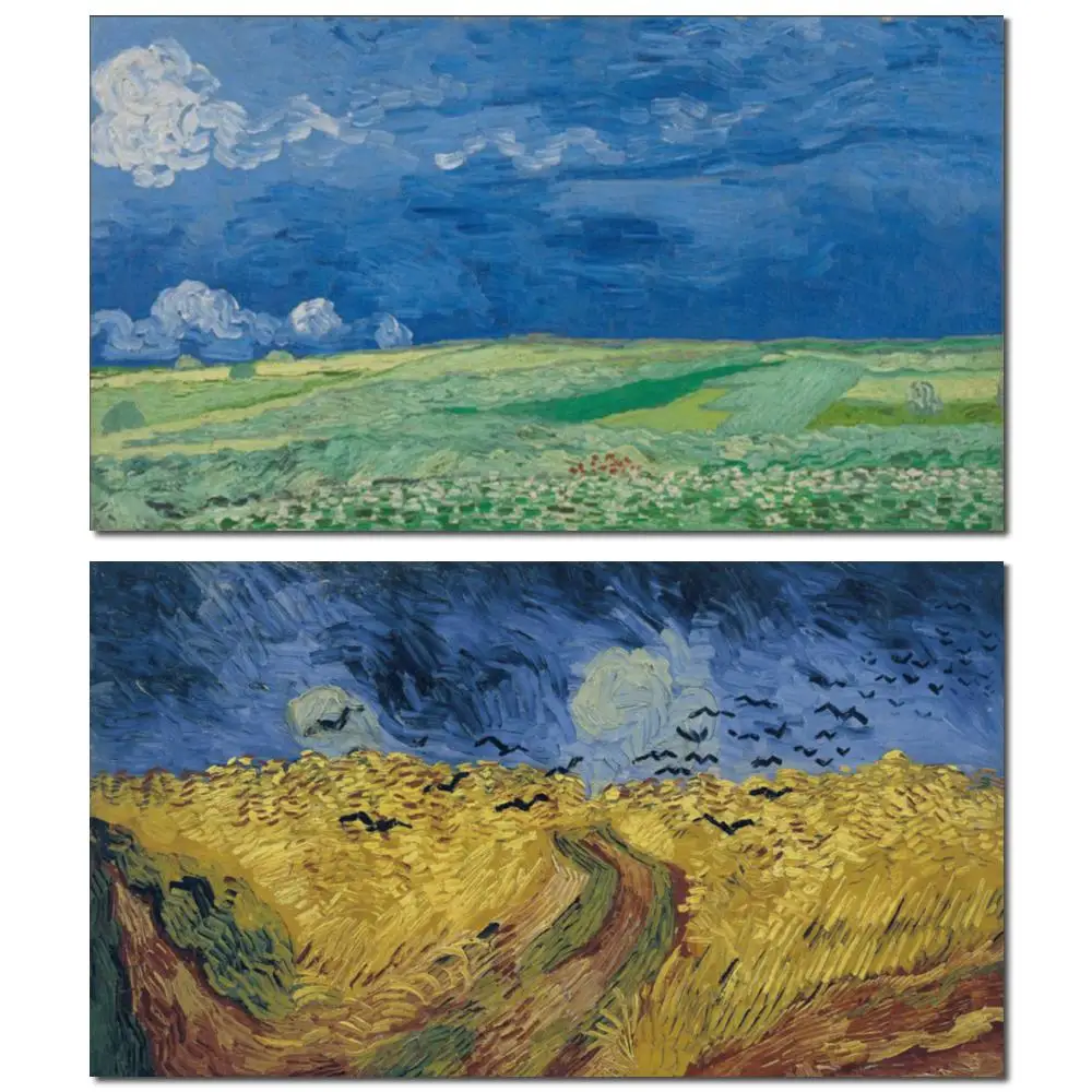 

Hand Painted Painting in Oils Wheatfield under Thunderclouds Van Gogh Picture Canvas Artwork Reproduction for Hallway Wall Decor