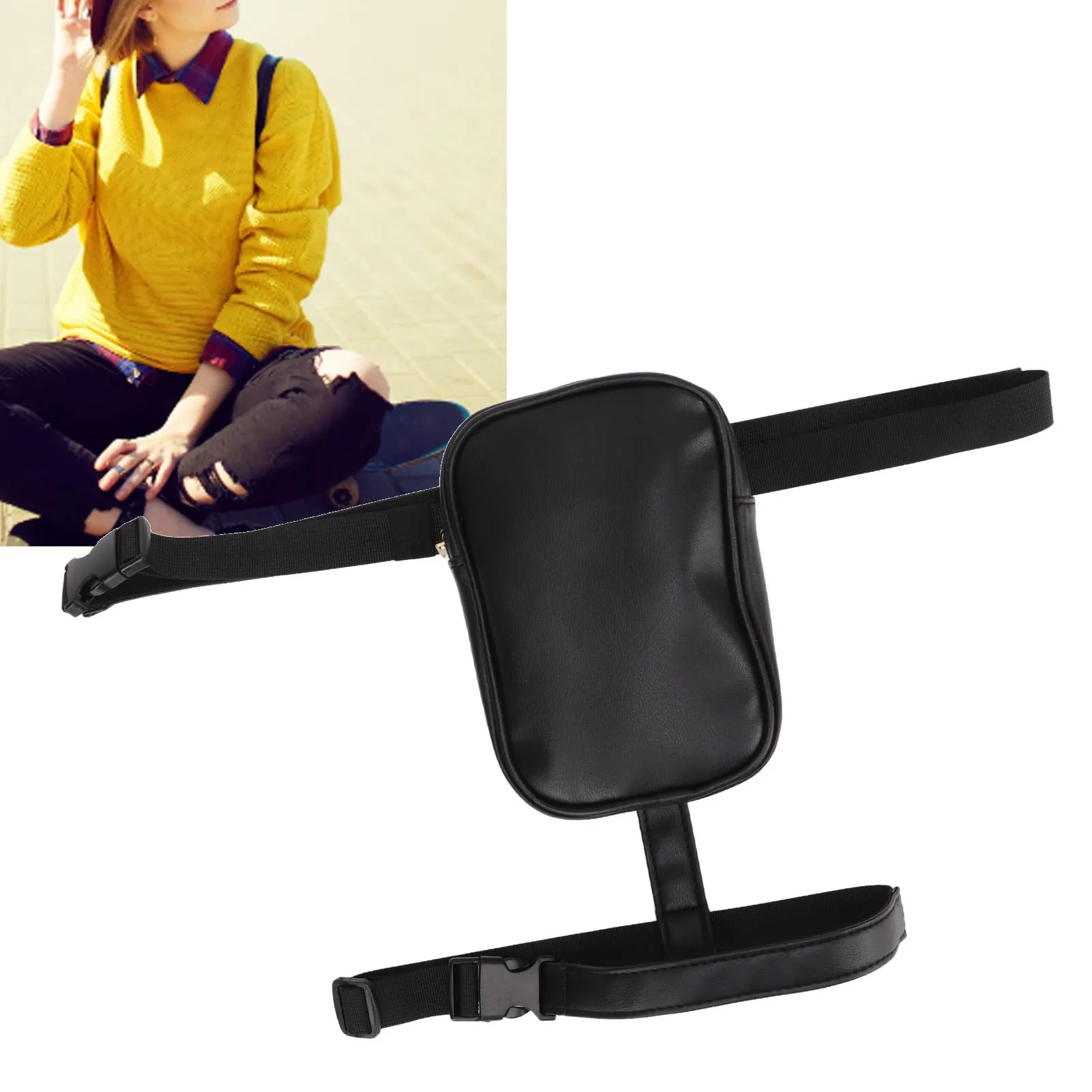 

Thigh Harness Leg Purse PU Leather Large Capacity Waterproof Leg Harness Bag Prevent Slip for Music Festival for Women