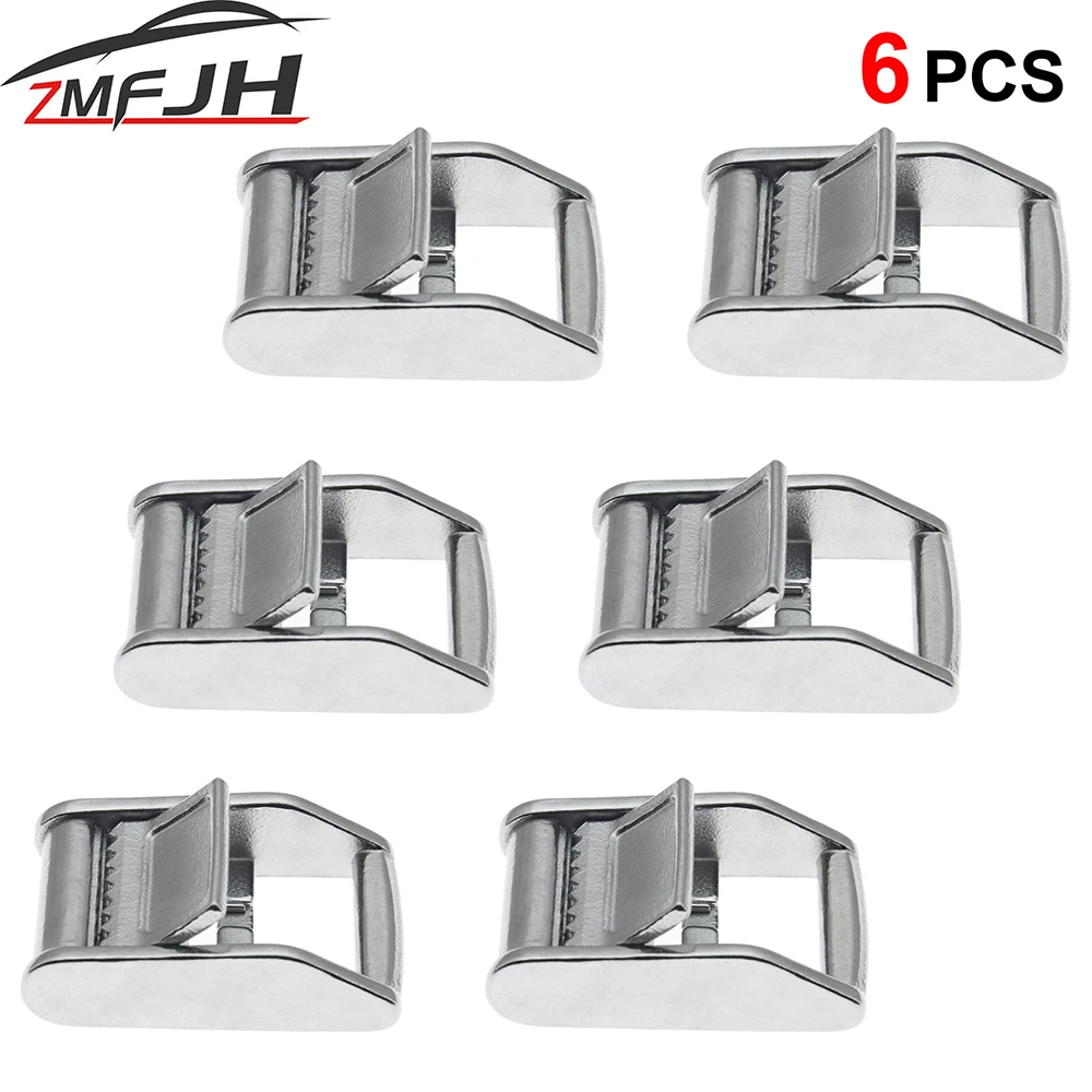 6PCS 25mm 316 Stainless Steel Cam Buckle For Tie-Down Straps Cam Tie Down Strap Cargo Lash Luggage Bag Belt Metal Buckle