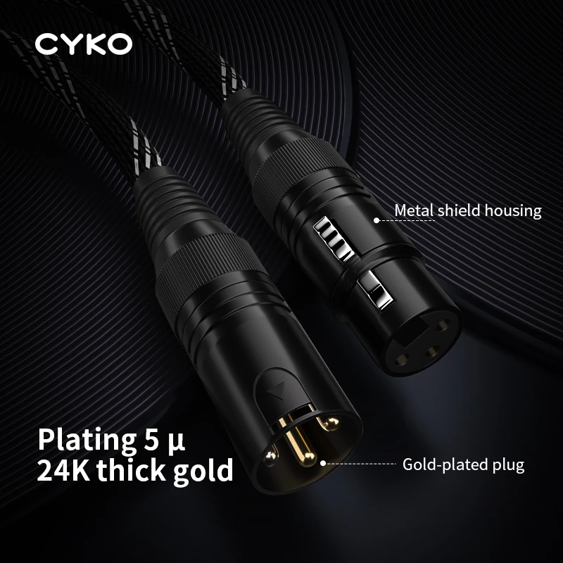 CYKO XLR Audio Cable Hifi 6N OFC Stereo Cables Male To Female Gold-plated Plug Balanced Cable for Mixer Microphone