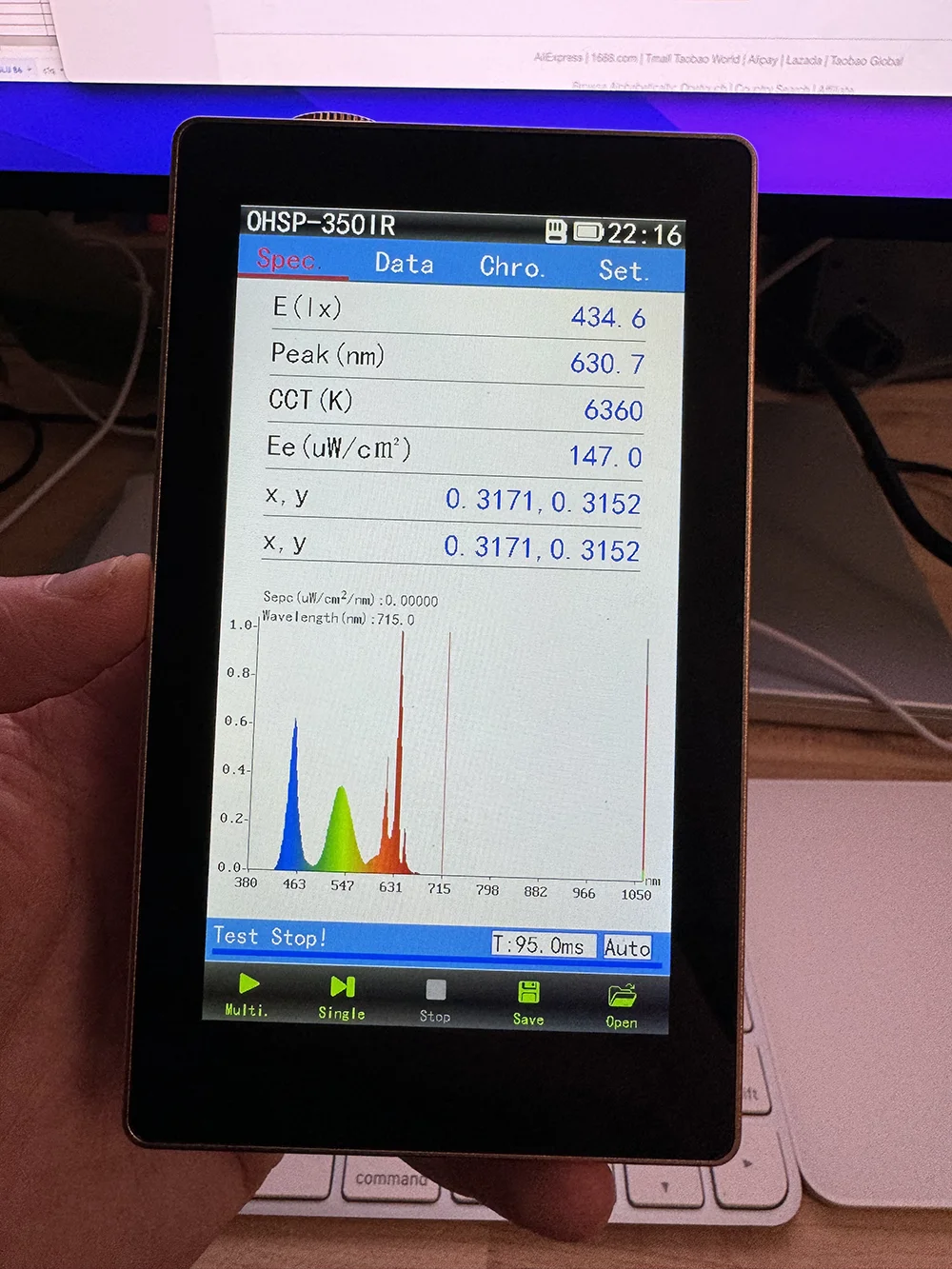 

Лазерный анализ облучения mW/cm2 OHSP350IR 380nm-1050 нм ИК спектрометр, осветительный тест, китайский поставщик