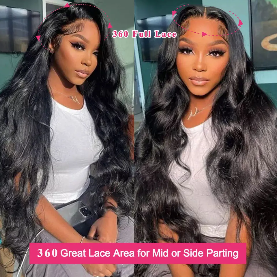 Luciya Body Wave 360 Lace Frontal Wig Brazilian High Ponytail Glueless HD Transparent Lace Front Human Hair Wigs For Black Women