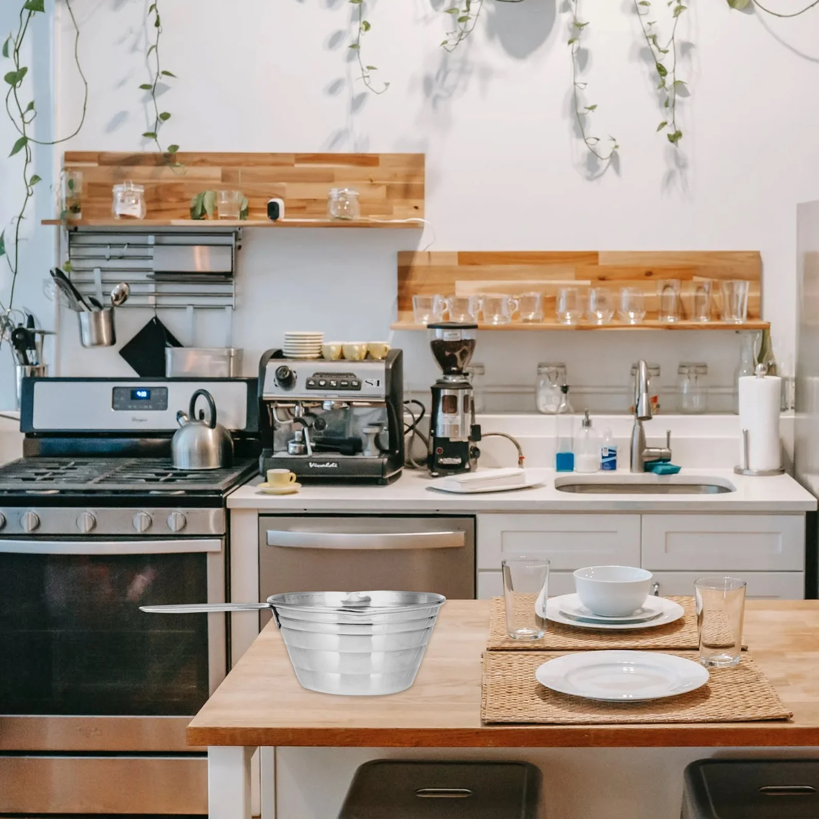 

2Pcs Measuring Spoons Kitchen Stainless Steel Silver Compact Hanging Flour Scoop Baking Tool Accurate Measuring Scoop for Dry