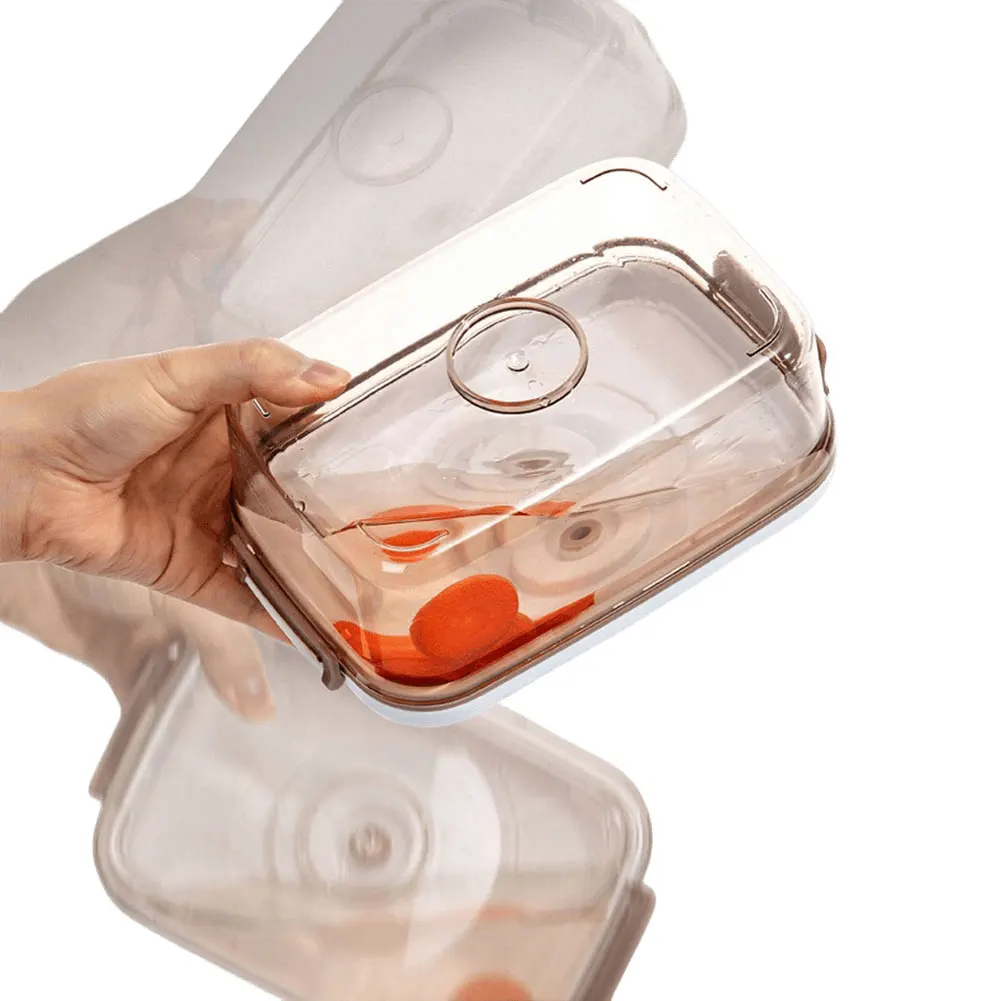 Food Vacuum Storage Box with Vacuum Pump Fresh Container with Removable Drain Plate Airtight for Fruit Vegetables Bread Snacks