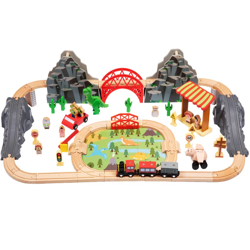 Jeu de société Montessori pour garçons, puzzle en bois, bricolage, kit de modèle de rail de voiture, blocs de construction, diorama mètre tor, cadeau pour enfants