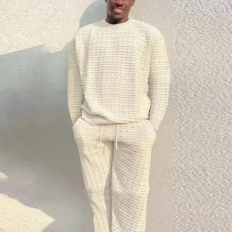 Men Suits Summer Autumn Knit Pullover Tops Pants Shorts Two-piece Sets Streetwear Sweatshirts Casual Men Clothes New Sweatpants