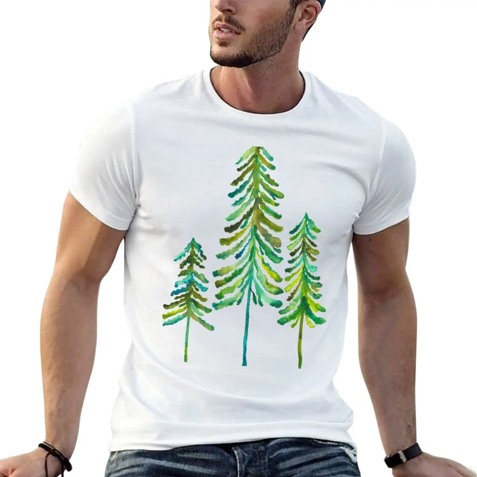 Pine Trees – Green Palette T-Shirt t shirt custom print g man t shirts for men T-Shirt
