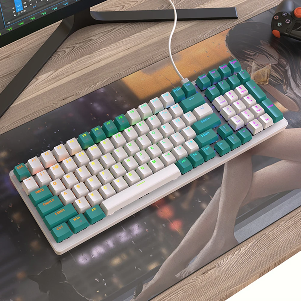 

K3 100 Keys NKRO Red Switch USB Type-C Wired Keyboard Portable Computer Mechanical Backlight Gaming Keyboard for Office Desktop