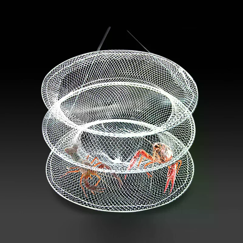 Fishing Net - 3つの白いエビ漁網、ロブスター漁網、折りたたみ式シンプルカニ・魚籠、魚袋、漁網