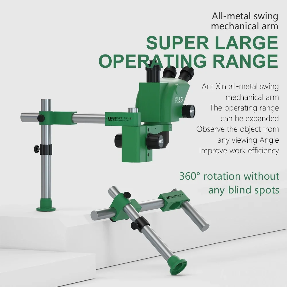 MaAnt JX-03 Microscopio Brazo oscilante mecánico Ajuste multiángulo ajustable 360 °   Brazo robótico oscilante de metal giratorio