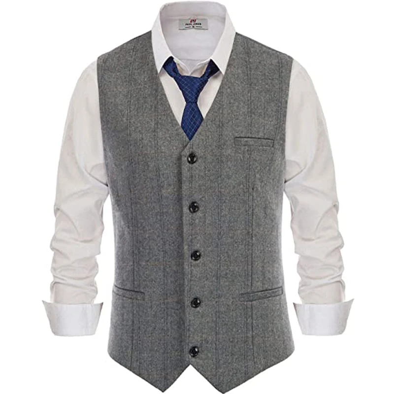 Men's Suit Vest V Neck Striped/Lattice Silm Fit For Formal Wedding Casual Men's Vest 2022 (No Tie)