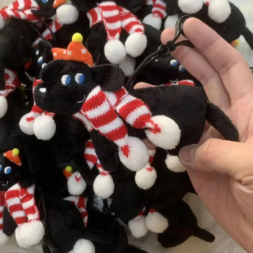 com lenço preto cão chaveiro mochila encantos estilo coreano natal filhote de cachorro pingente dos desenhos animados pelúcia boneca brinquedo meninas