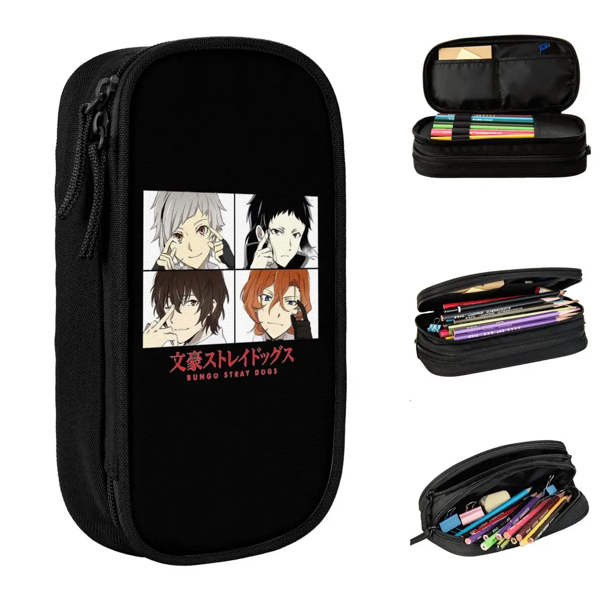 

Bungou Stray Dogs Anime Pencil Case Dazai Osamu Nakahara Chuuya Pencilcases Pen Box for Student Bags Office Cosmetic Stationery